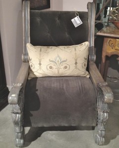 Peninsula large gray velvet chair